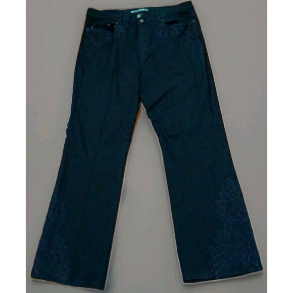 Y2K Lauren Jeans Co Ralph Lauren Black Bootcut Jeans 16 Embroidered Floral - Picture 1 of 12